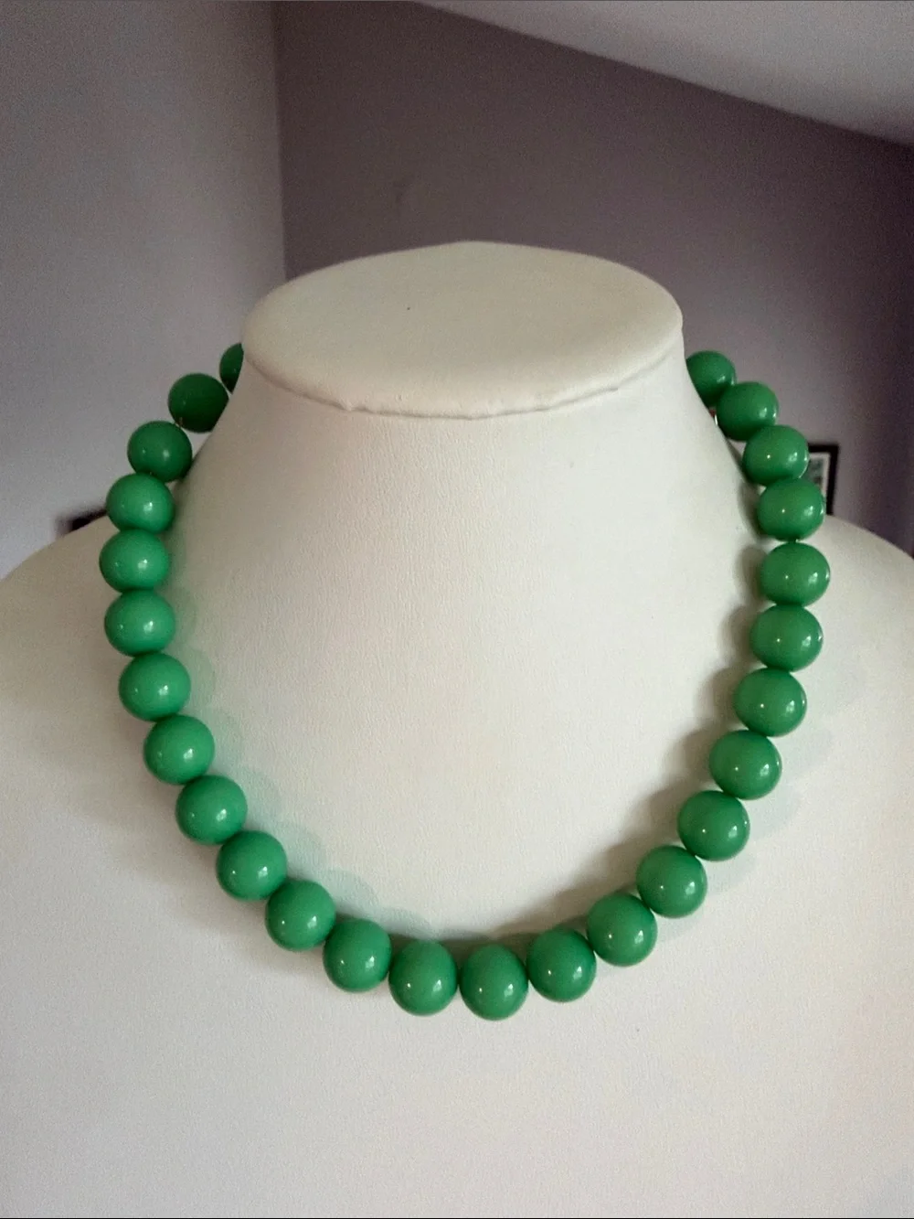 Vintage Green Beaded Gumball Necklace